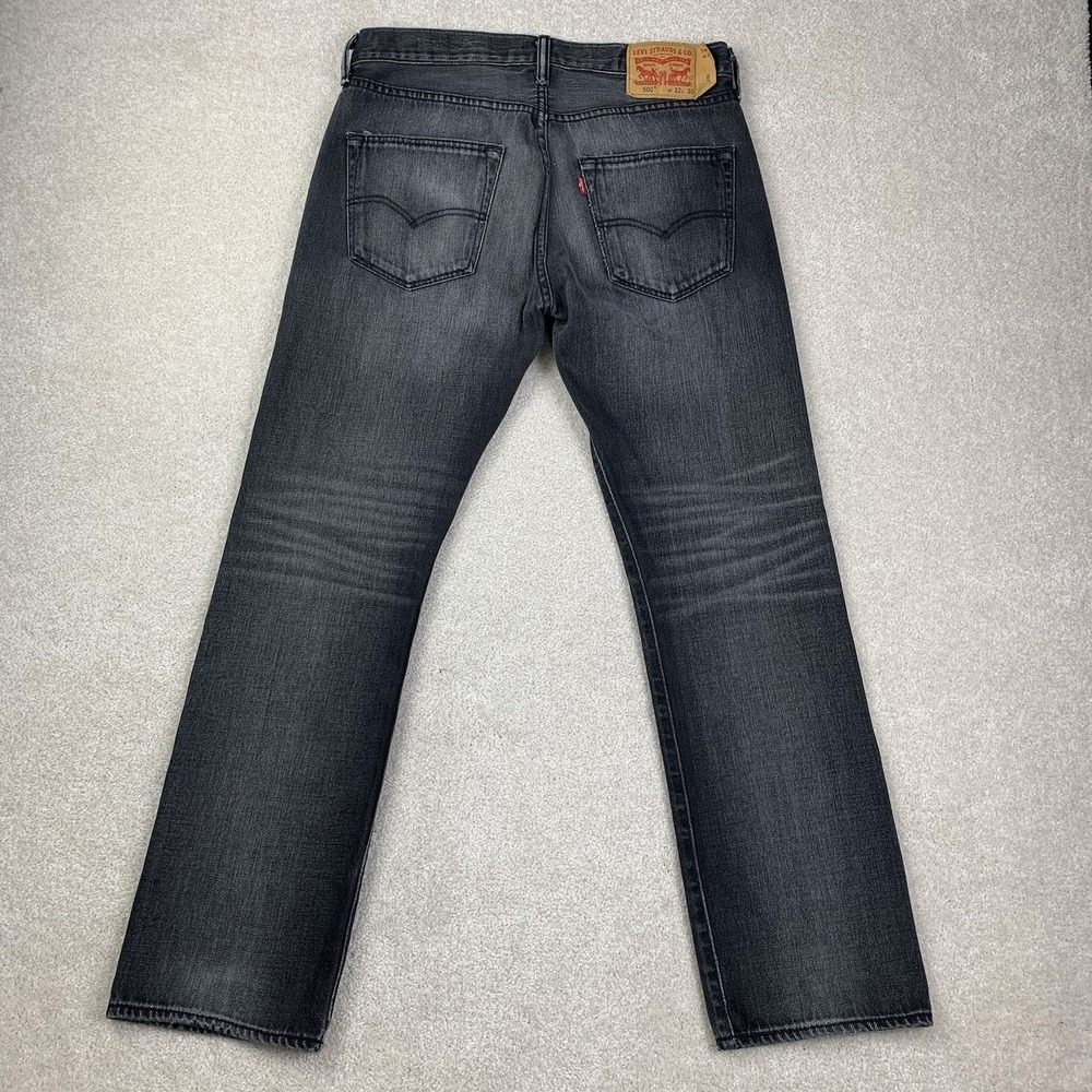 Levi's 501 Original Fit Jeans Men 32x30 Black Faded Distressed Button Fly